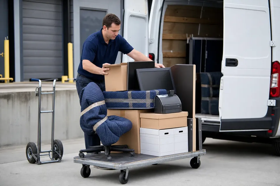 Office cargo prepared for a small-load move